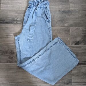 Light Blue Denim Wide-Leg Pants